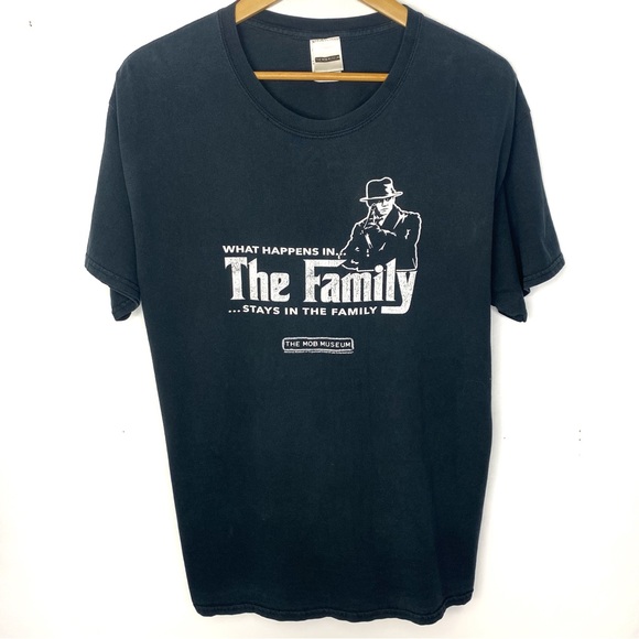 Vintage Mob Museum Men’s Black Mafia God Father Short Sleeve T Shirt Size Large - Picture 1 of 7